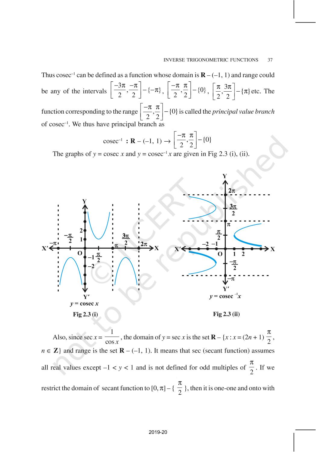 Inverse Trigonometric Functions - NCERT Book Of Class 12 Mathematics Part I